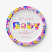 Baby in Bloom Pink Baby shower Papieren Bordje (Voorkant)