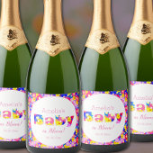 Baby in Bloom Pink Baby shower Sparkling Wijnetiket