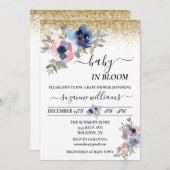 Baby in Bloom Pink Blue Handwrite Gold Confetti Kaart (Voorkant / Achterkant)