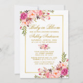 Baby in Bloom Pink Blush Floral Gold Shower Kaart (Voorkant)
