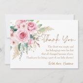 Baby in Bloom Pink Boho Floral Baby shower Bedankkaart (Voorkant)