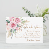 Baby in Bloom Pink Boho Floral Baby shower Bedankkaart (Staand voorkant)