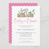 Baby in Bloom Pink Boho Girl Shower Kaart (Voorkant / Achterkant)