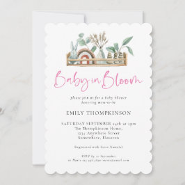 Baby in Bloom Pink Boho Girl Shower Kaart