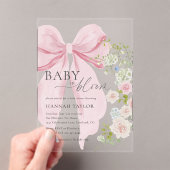 Baby in Bloom Pink Bow Baby shower Acryl Uitnodigingen (Insitu (Draagbaar))