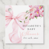 Baby in Bloom Pink Bow Baby Shower Bedankjes Labels (Voorkant)