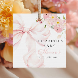 Baby in Bloom Pink Bow Baby Shower Bedankjes Labels