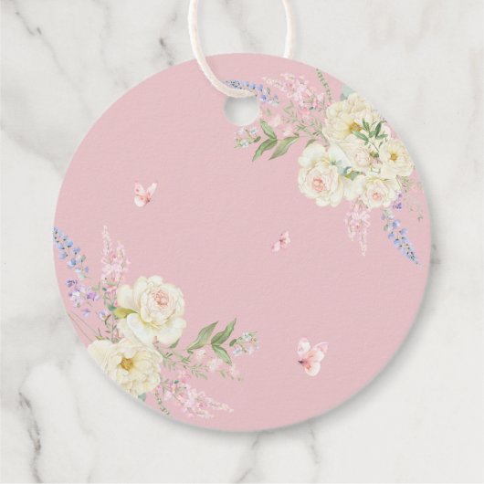 Baby in Bloom Pink Bow Baby shower Bedankt Bedankjes Labels (Achterkant)