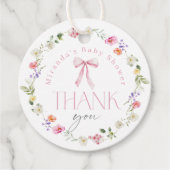 Baby in Bloom Pink Bow Baby shower Bedankt Bedankjes Labels (Voorkant)