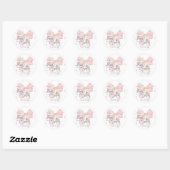 Baby in Bloom Pink Bow Baby shower Bedankt Ronde Sticker (Vel)