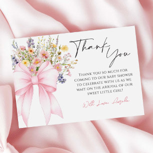 Baby in Bloom Pink Bow Baby shower Dank u kaart