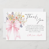 Baby in Bloom Pink Bow Baby shower Dank u kaart (Voorkant)
