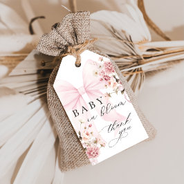 Baby In Bloom Pink Bow Baby Shower Gift Tag Cadeaulabel