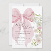 Baby in Bloom Pink Bow Baby shower Kaart (Voorkant)