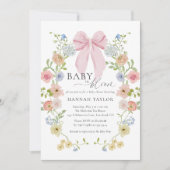 Baby in Bloom Pink Bow Baby Shower Kaart (Voorkant)