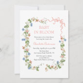 Baby in Bloom Pink Bow Baby shower Kaart (Voorkant)