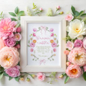 Baby in Bloom Pink Bow Baby shower Luier Raffle Poster