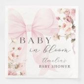 Baby In Bloom Pink Bow Baby Shower Napkins Servet (Voorkant)