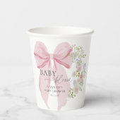 Baby in Bloom Pink Bow Baby shower Papieren Bekers (Achterkant)
