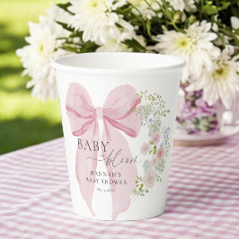 Baby in Bloom Pink Bow Baby shower Papieren Bekers