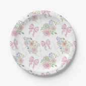 Baby in Bloom Pink Bow Baby shower Papieren Bordje (Voorkant)