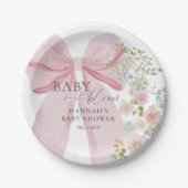 Baby in Bloom Pink Bow Baby shower Papieren Bordje (Voorkant)