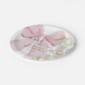 Baby in Bloom Pink Bow Baby shower Papieren Bordje (Gekanteld)