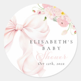 Baby in Bloom Pink Bow Baby shower Ronde Sticker