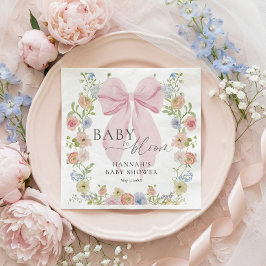 Baby in Bloom Pink Bow Baby Shower Servet