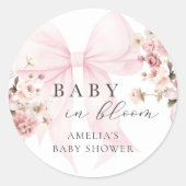 Baby In Bloom Pink Bow Baby Shower Sticker (Voorkant)