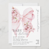 Baby in Bloom Pink Bow Baby shower Uitnodiging (Voorkant)