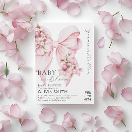 Baby in Bloom Pink Bow Baby shower Uitnodiging