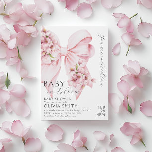 Baby in Bloom Pink Bow Baby shower Uitnodiging