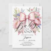 Baby in Bloom Pink Bow Baby shower Uitnodiging (Voorkant)
