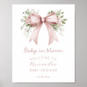 Baby in Bloom Pink Bow Baby shower Welkom Poster (Voorkant)