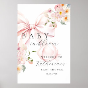 Baby in Bloom Pink Bow Baby shower Welkom Poster