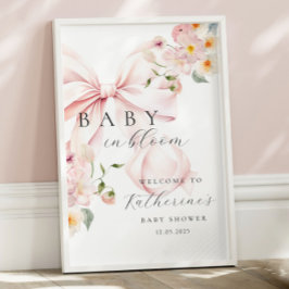 Baby in Bloom Pink Bow Baby shower Welkom Poster