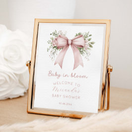 Baby in Bloom Pink Bow Baby shower Welkom Poster