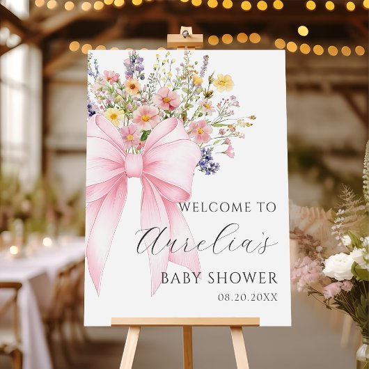 Baby in Bloom Pink Bow Baby shower Welkom Poster