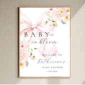 Baby in Bloom Pink Bow Baby shower Welkom Poster