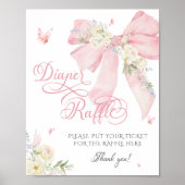 Baby in Bloom Pink Bow Bloemen Luier Raffle Poster (Voorkant)