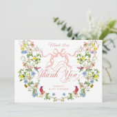 Baby in Bloom Pink Bow Bloemen Meisje Baby shower Bedankkaart (Staand voorkant)