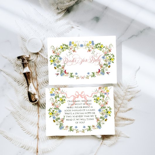 Baby in Bloom Pink Bow Bloemen Meisje Baby shower Informatiekaartje