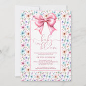 Baby in Bloom Pink Bow Bloemen Meisje Baby shower Kaart (Voorkant)