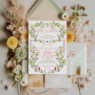 Baby in Bloom Pink Bow Bloemen Meisje Baby shower Kaart