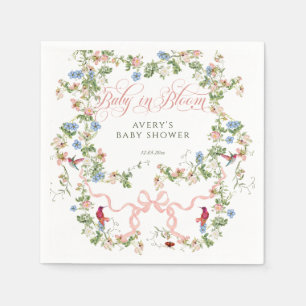 Baby in Bloom Pink Bow Bloemen Meisje Baby shower Servet