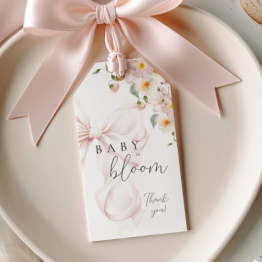 Baby in Bloom Pink Bow Cadeaulabel