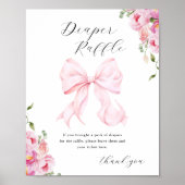 Baby in Bloom Pink Bow Diaper Raffle Poster (Voorkant)