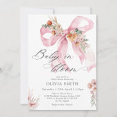 Baby in Bloom Pink Bow Floral Baby shower Kaart (Voorkant)