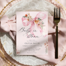 Baby in Bloom Pink Bow Floral Baby shower